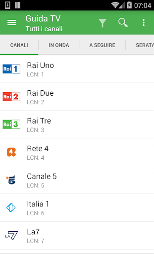 Android application TV Guide Italy screenshort