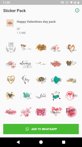 Android application Valentine Stickers to WhastApp screenshort