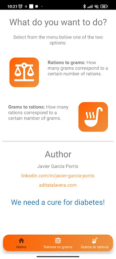 Android application Carbohydrate Calculator screenshort