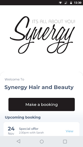 Android application Synergy Hair and Beauty screenshort