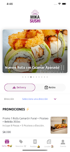 Android application Mika Sushi screenshort