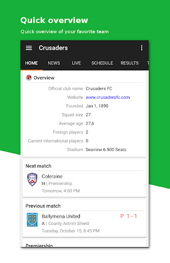 Android application Football News Northern Ireland screenshort