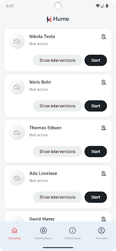 Android application Hume screenshort