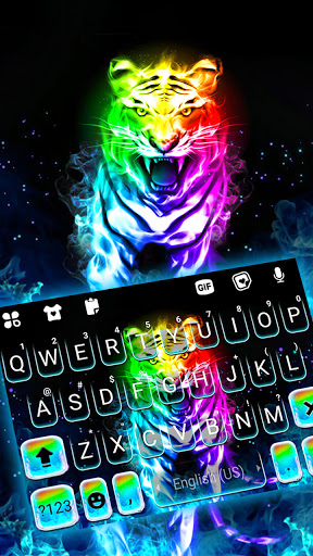 Fiery Neon Tiger Keyboard Back Screen 2