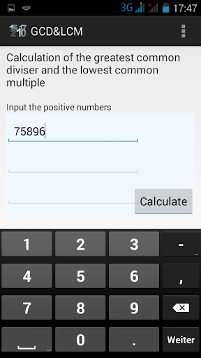 Android application GCD & LCM screenshort