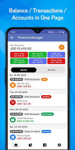 Android application Account Manager Money Counter screenshort