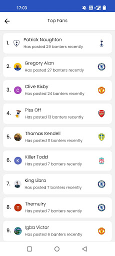 Into The Stands Football App Screen 3