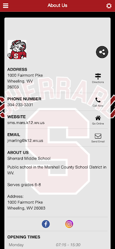Sherrard Middle School App Screen 3