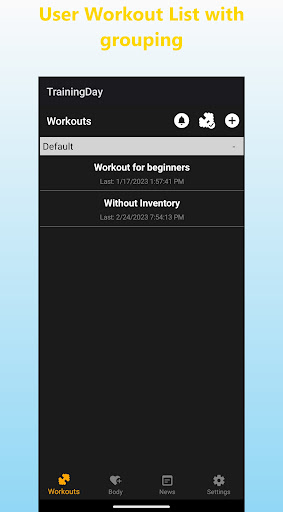 Android application Workouts, Fitness Training Day screenshort