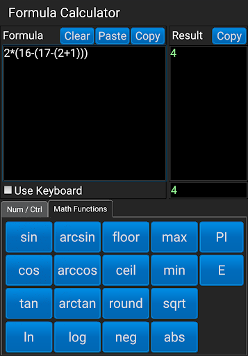 Formula Calculator Screen 3