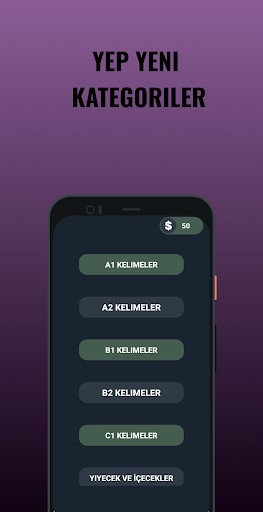 Android application QUİZLE :Ingilizce-Türkçe Quiz screenshort