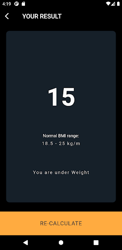 BMI Calc Screen 2