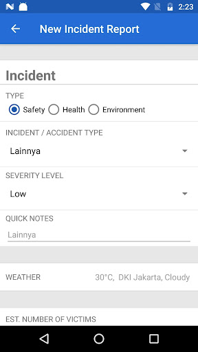 TOTAL HSE Incident Report Screen 3