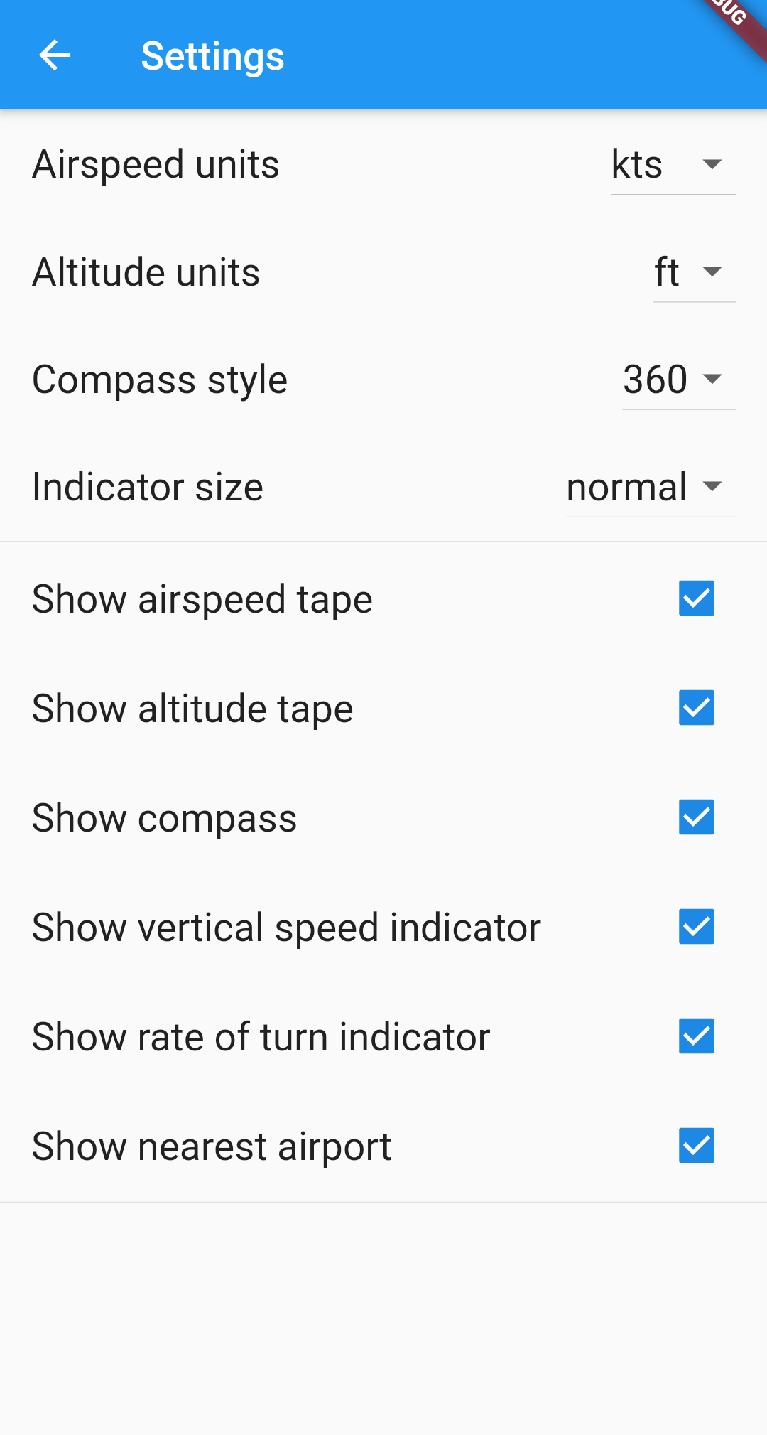 Android application Flight Instruments screenshort