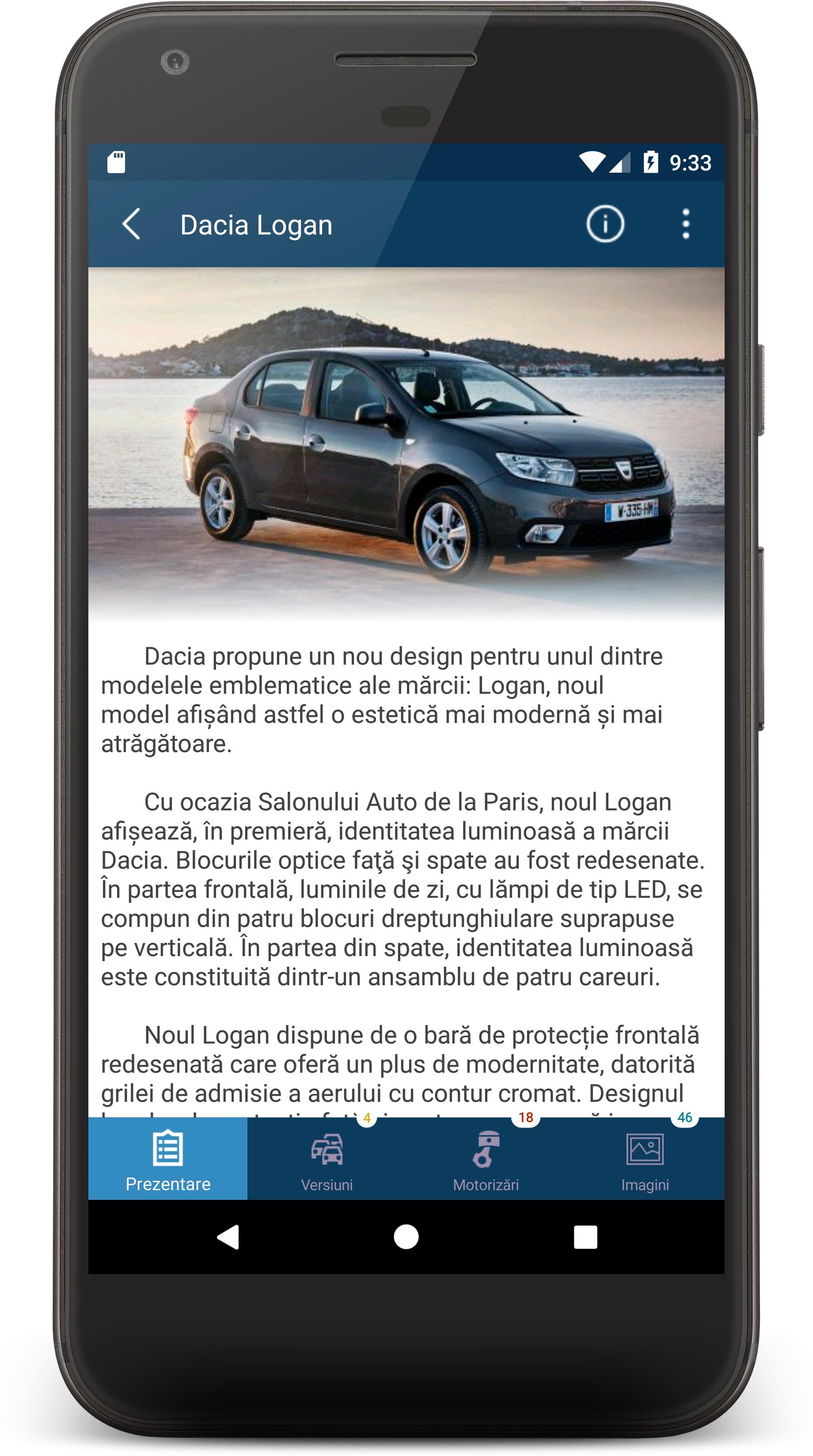 Android application Info Dacia screenshort