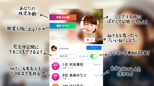 kaochika 有名人診断 Screen 2