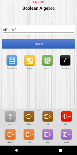 Android application Boolean Algebra screenshort
