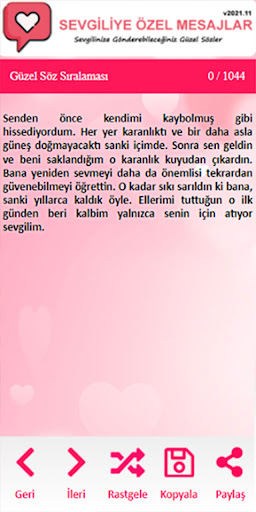 Sevgiliye Kısa - Uzun Mesajlar Screen 2