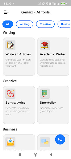 Android application Genaix screenshort