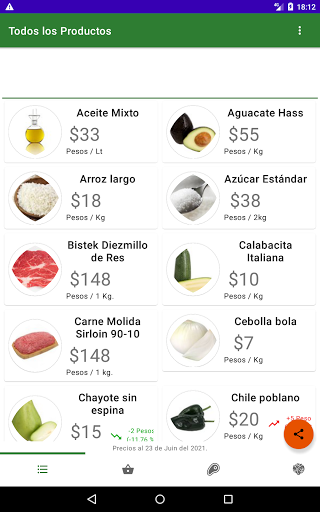 Precios central de abastos CDM Screen 3