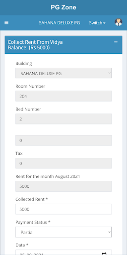 PG ZONE - PG Management App Screen 3