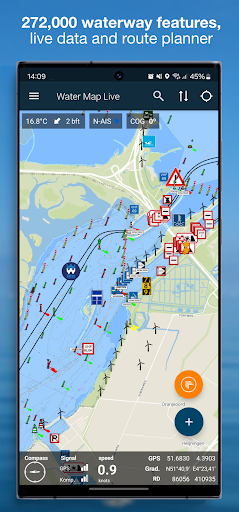 Android application Water Map Live - Routes, AIS screenshort