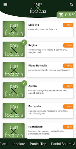 Android application Pan X Focaccia screenshort