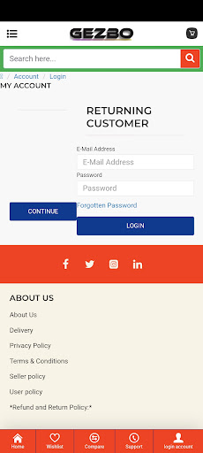 Android application Gezbo: online shopping App screenshort
