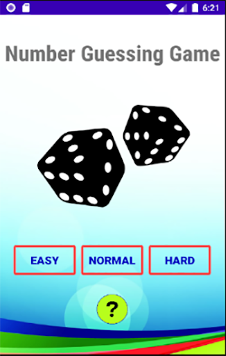 Android application Number Guessing Game screenshort