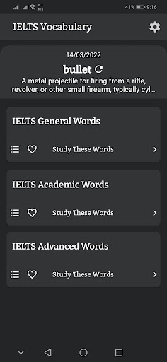 IELTS Vocabulary Learn & Test Screen 2