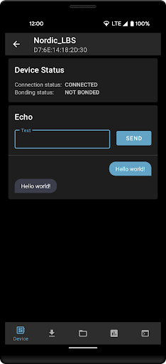Screenshot of nRF Connect Device Manager