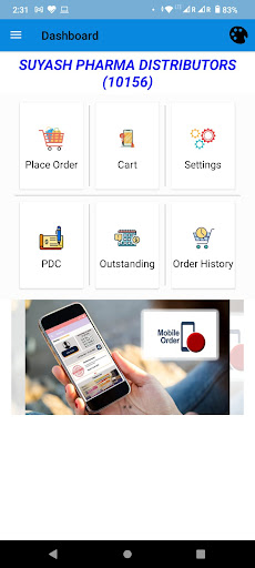 Android application Suyash Retail Order screenshort