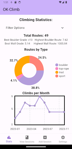 Android application OK-Climb Lite screenshort