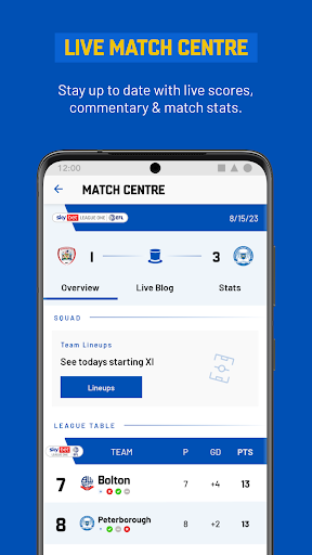 The Peterborough United App Screen 3