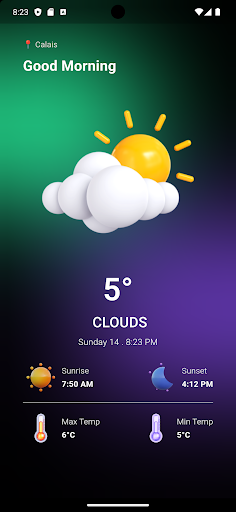 Android application Simplistic Weather App screenshort