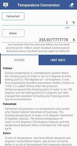 Android application Temperature Conversion screenshort