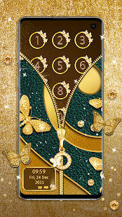 Gold Butterfly Diamond Zipper Lock 2.12 APK screenshots 3