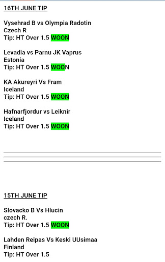 Fixed HT Over 1.5 Goals Bets.