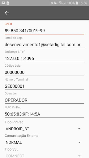 SetaAPP TEF Screen 2