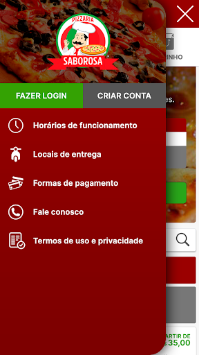Android application Pizzaria Saborosa screenshort