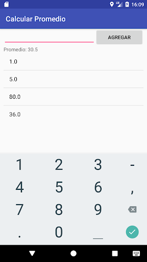 Android application Calcular Promedio screenshort