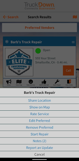 TruckDown Search Screen 2