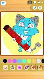 Glitter Cat Coloring : Doodle