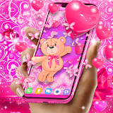 Teddy bear love hearts live wallpaper icon
