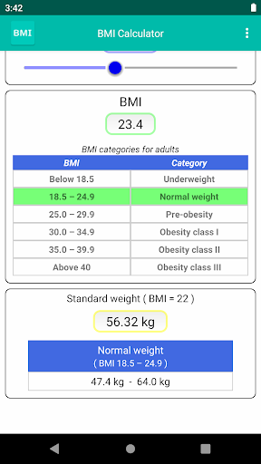 BMI Calculator - Seekbar Input Screen 2