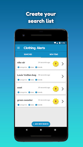Android application Clothing Alerts screenshort