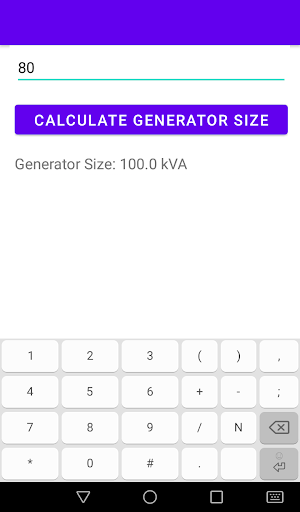 Generator Sizer Screen 2