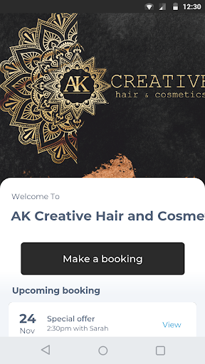 Android application AK Creative Hair and Cosmetics screenshot