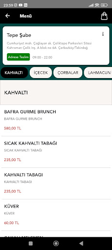 Android application Bafra Gurme screenshort