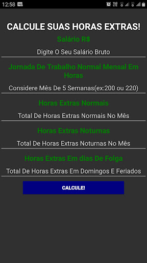 Android application Minha Hora Extra screenshort